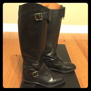 💯 Authentic Chanel Quilted Leather Riding Boots