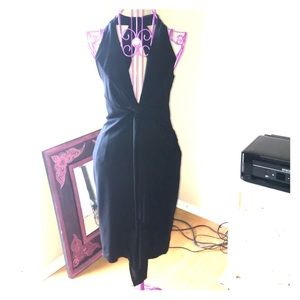 ❌ SOLD ❌ Black Plunging Neck Open Back Pencil Dress