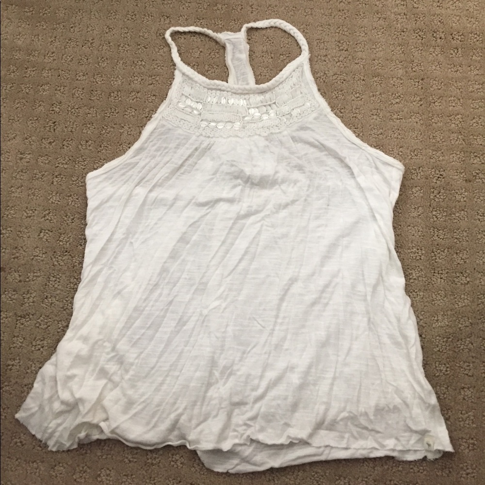 White embellished abercrombie tank top