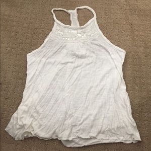 White embellished abercrombie tank top