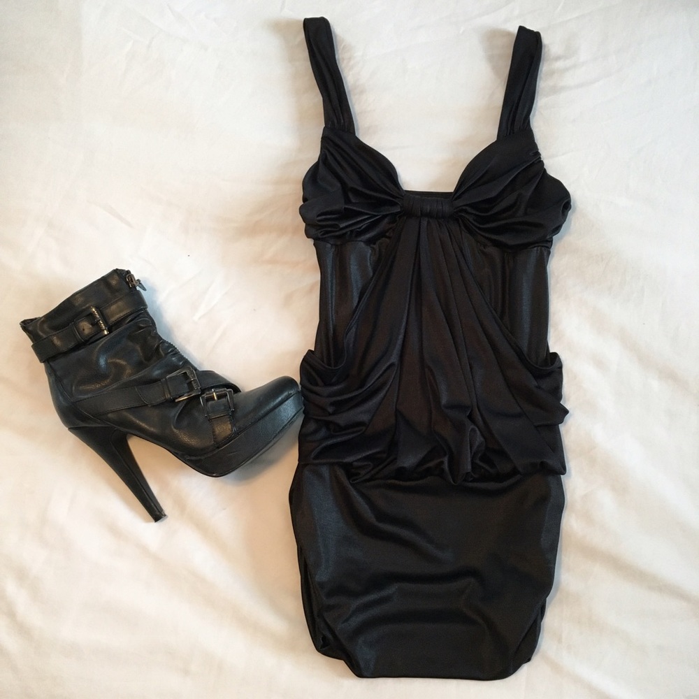 Bebe - Black Draped Tank with Fitted Waist