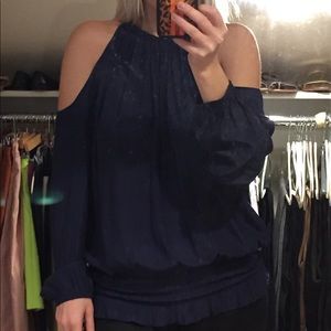 Ramy Brook Cold Shoulder Silk Blouse