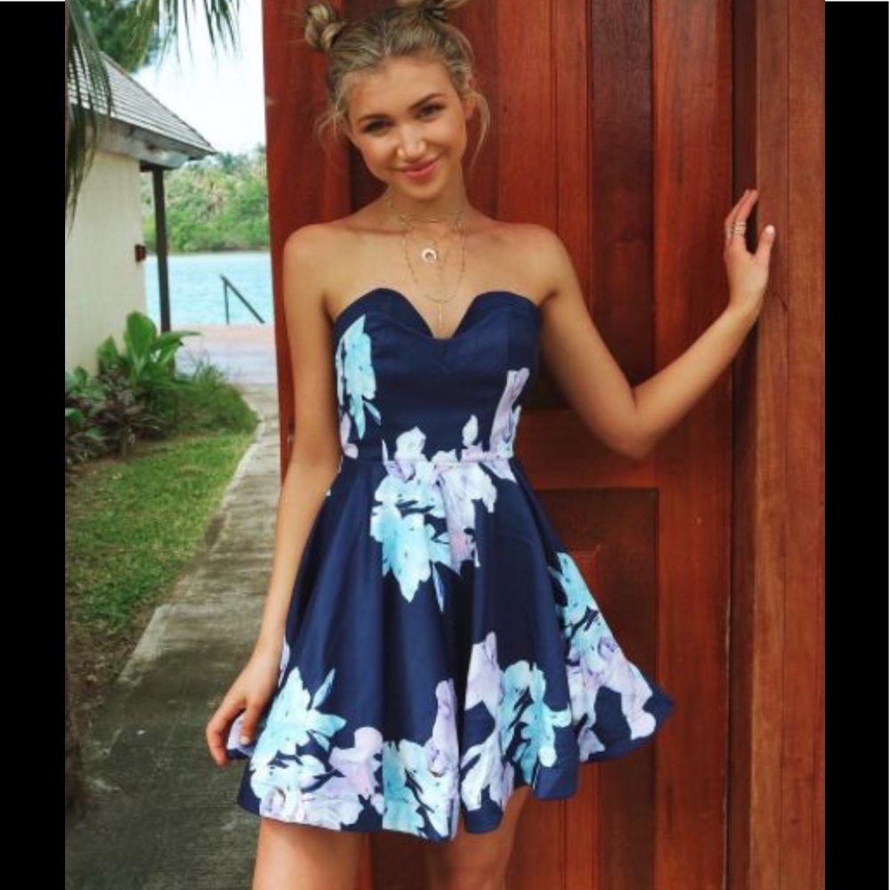 MISS HOLLY strapless navy dress, size AU XS.