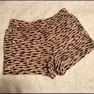 Fish shorts! Light blush color with dark navy fish