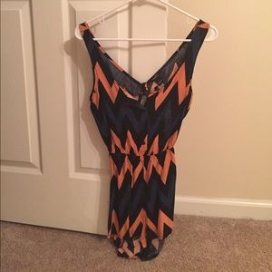 Chevron open back romper