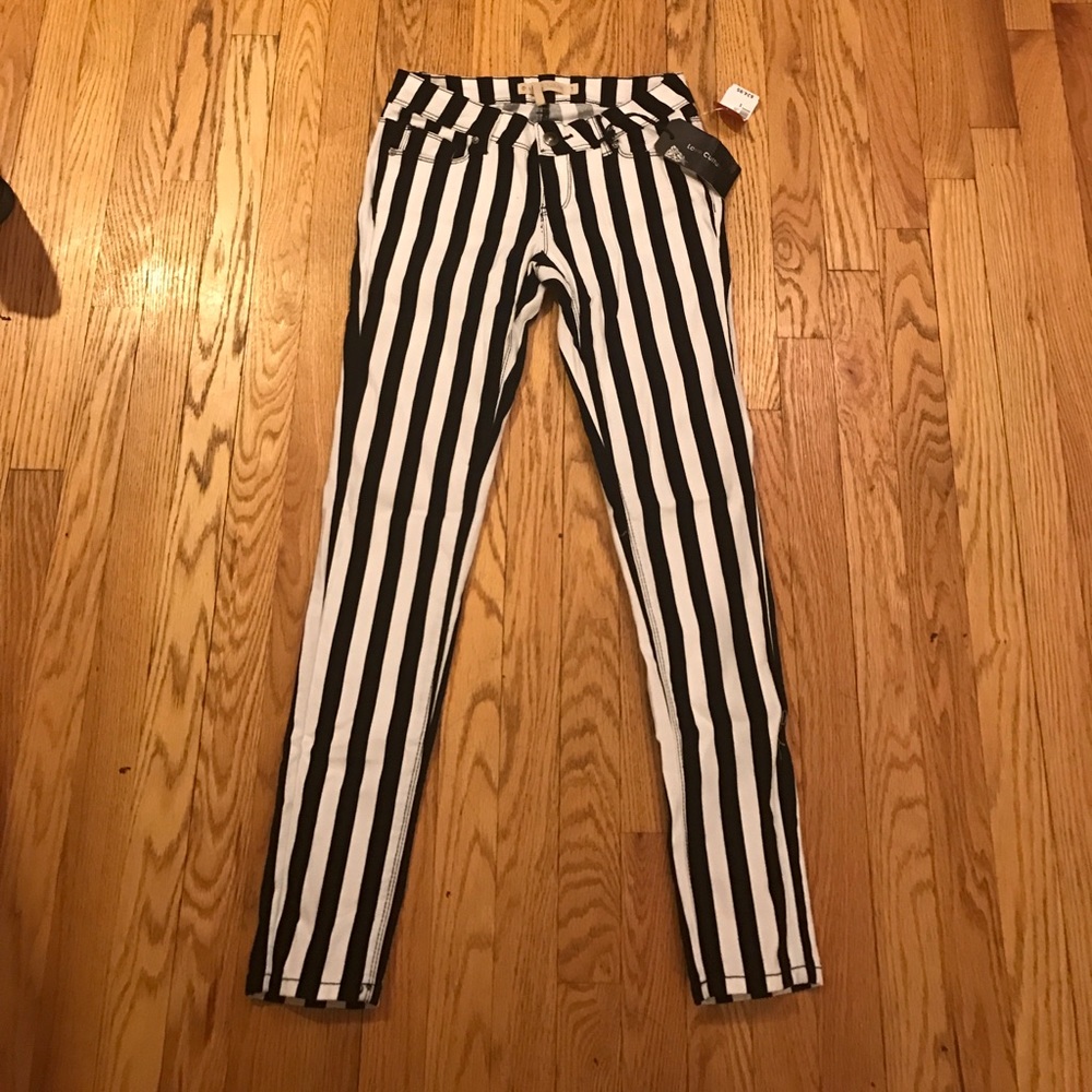 Black and white striped pants