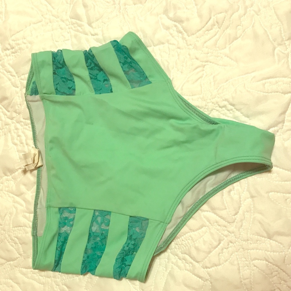 Teal high waisted swim bottom