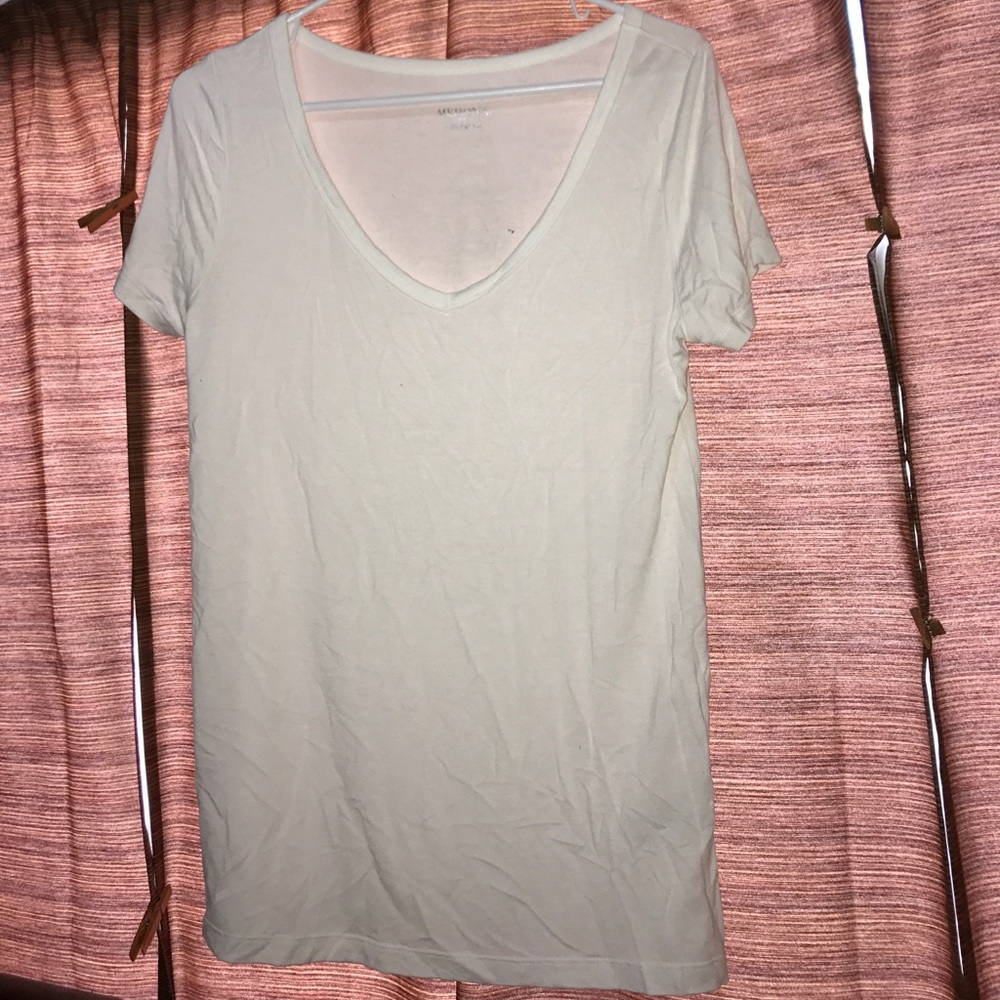 White swoop neck t shirt.