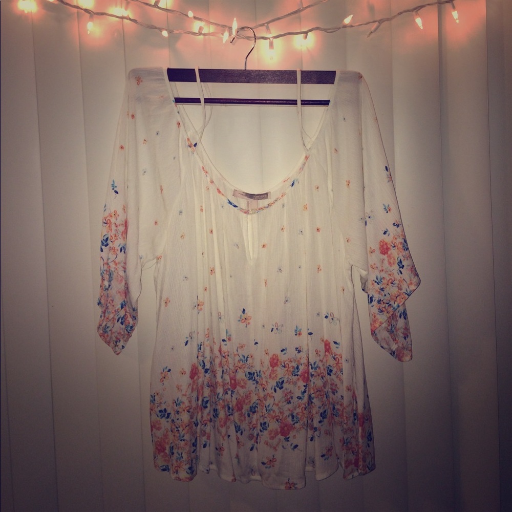 Forever 21 off-the-shoulder floral blouse