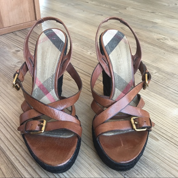 Burberry Shoes - ⏰Burberry Platform Wedge Leather Sandal