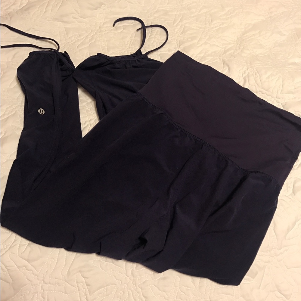 Yoga/genie pants with fold over waistband