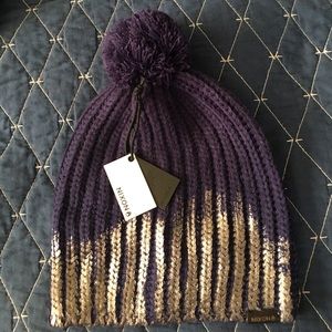 Nixon purple Pom Pom beanie