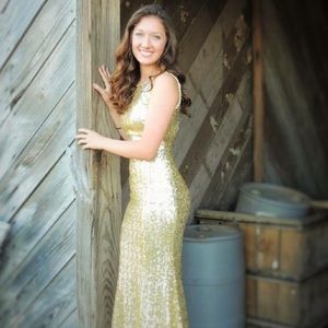 Gold Sequin Prom Dress