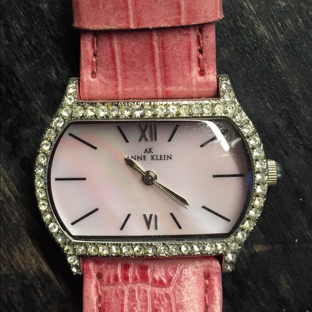 Anne Klein watch with pink leather band