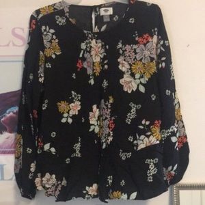 Black Floral Old Navy Blouse