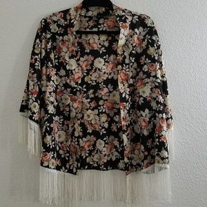Forever 21 Floral Fringe Kimono