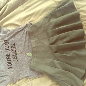 Olive green pleated skirt