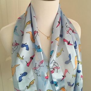Fun shoes print light blue scarf