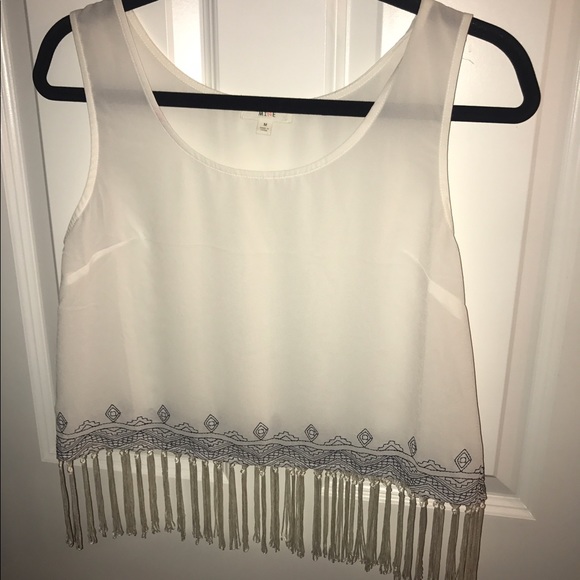 Festival white tassel trim crop top!!! - Picture 1 of 4