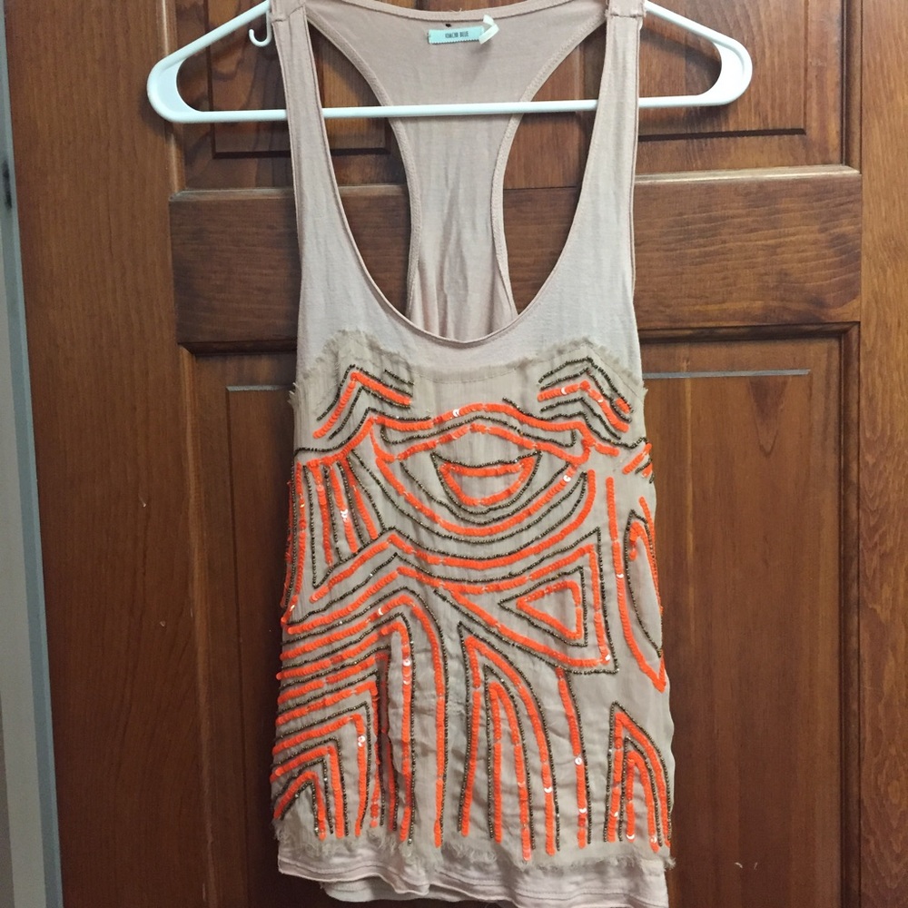 Orange beaded tank top