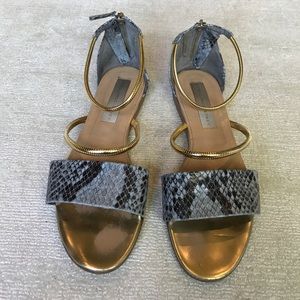 Stella McCartney Faux python/gold chain sandal