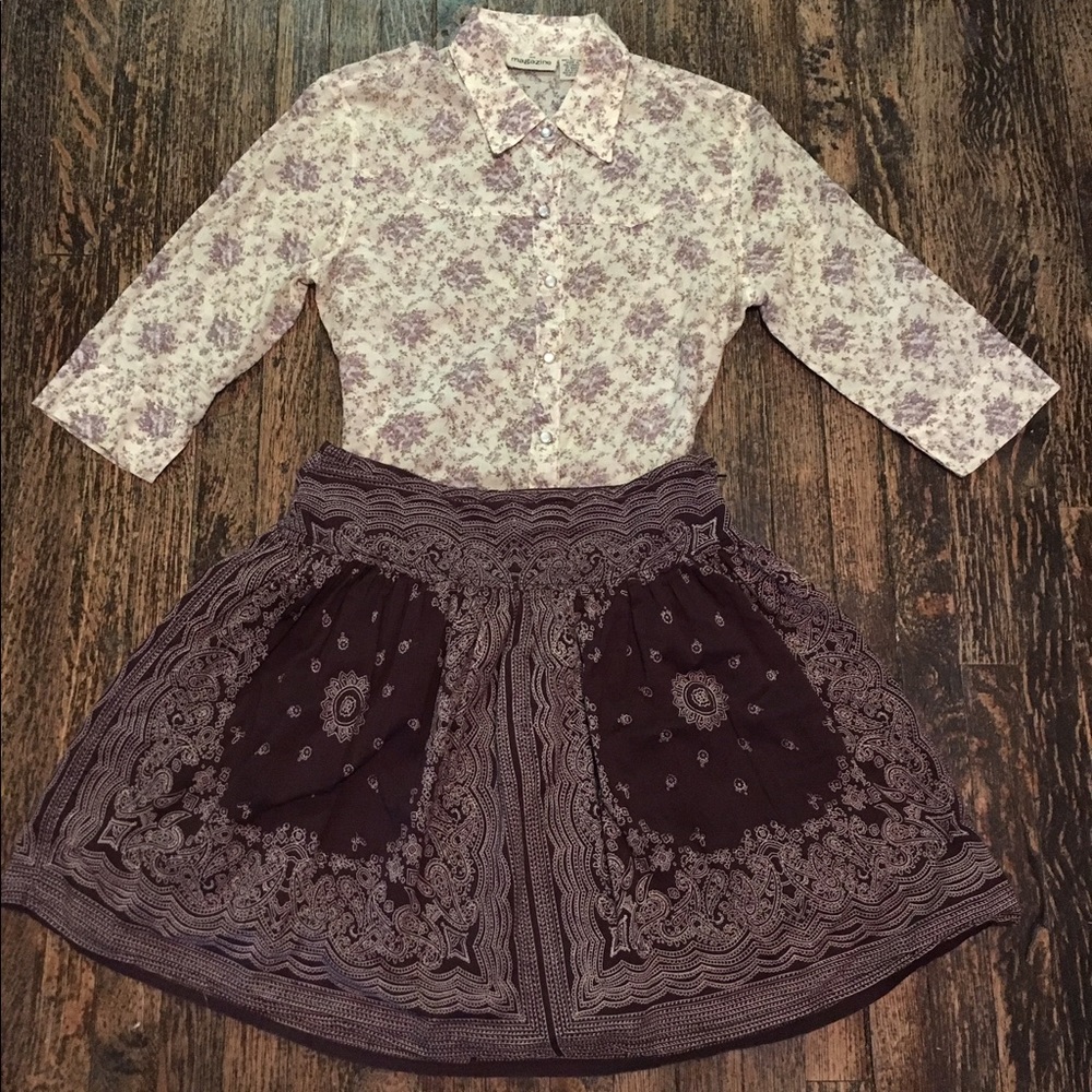 Blue Plate Skirt and Magazine Blouse