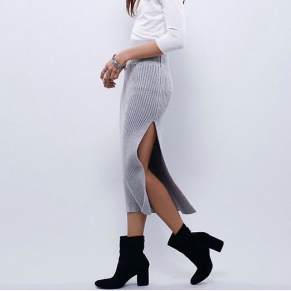 Free people knit grey pencil skirt