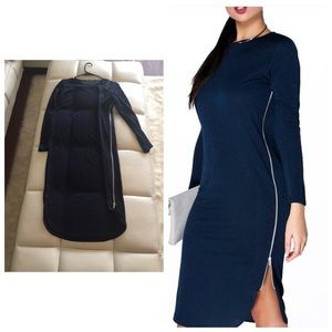Brand new blue zipper shift dress