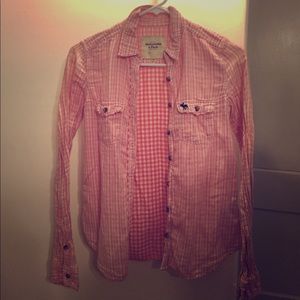 Pink plaid button up