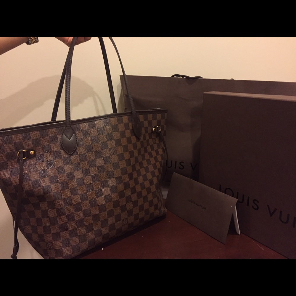 ORIGINAL USED NEVERFUL DAMIER TOTE BAG LV SIZE MM