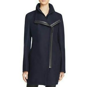 Calvin Klein Faux Leather Trim Coat - GREEN