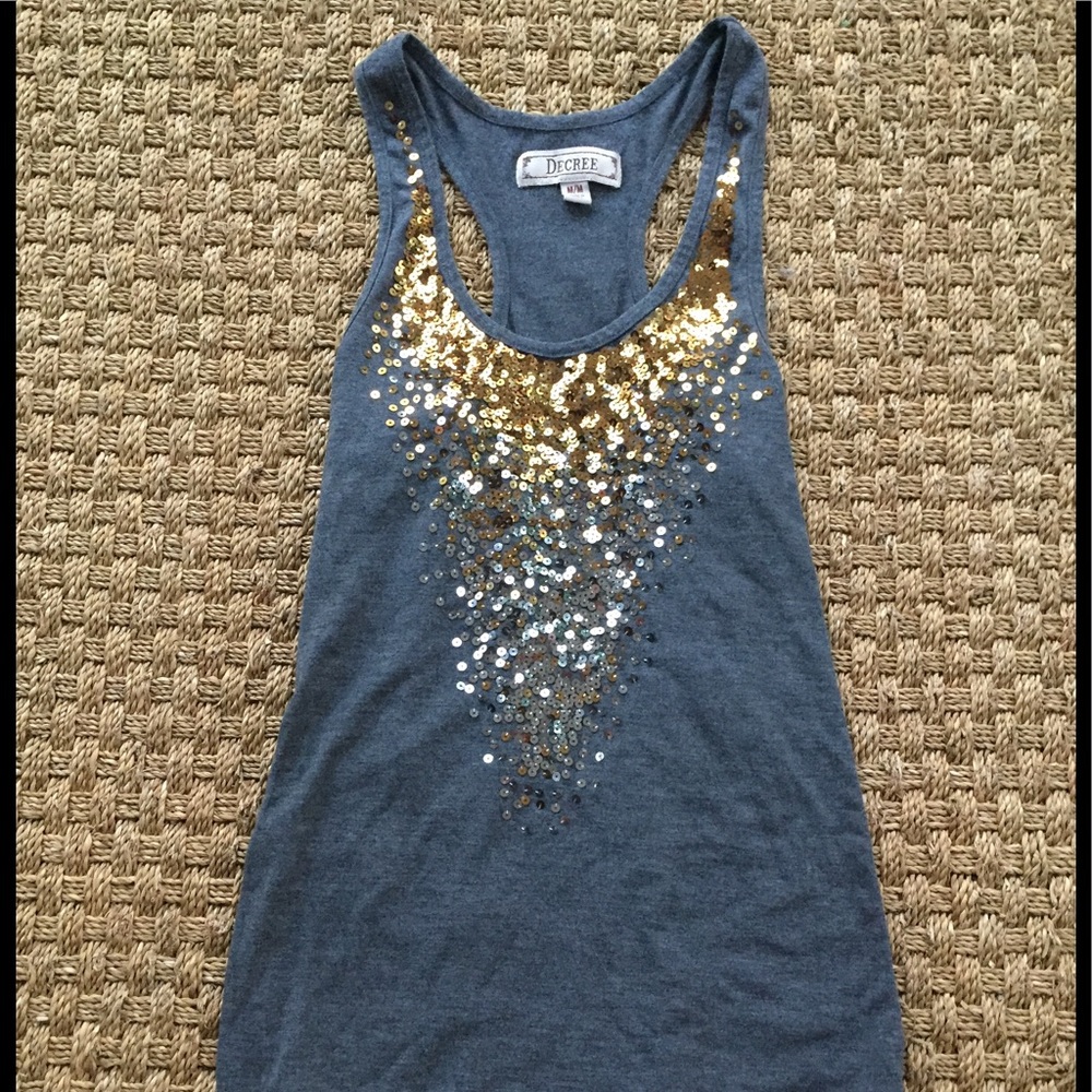 Gold and Silver Sequined Tank Top