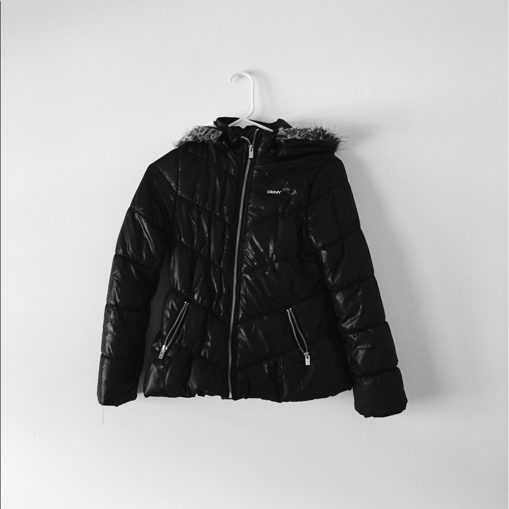 Black poofy DKNY girl's jacket