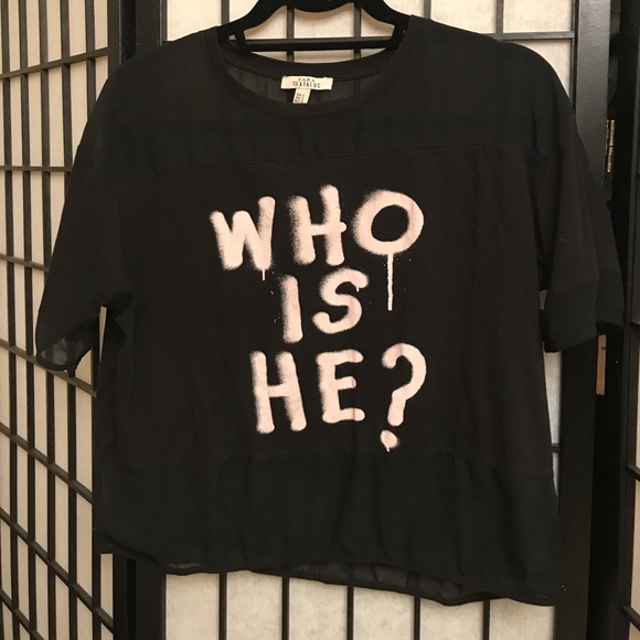 Zara black "Who is he?" Loose shirt. - Picture 1 of 3