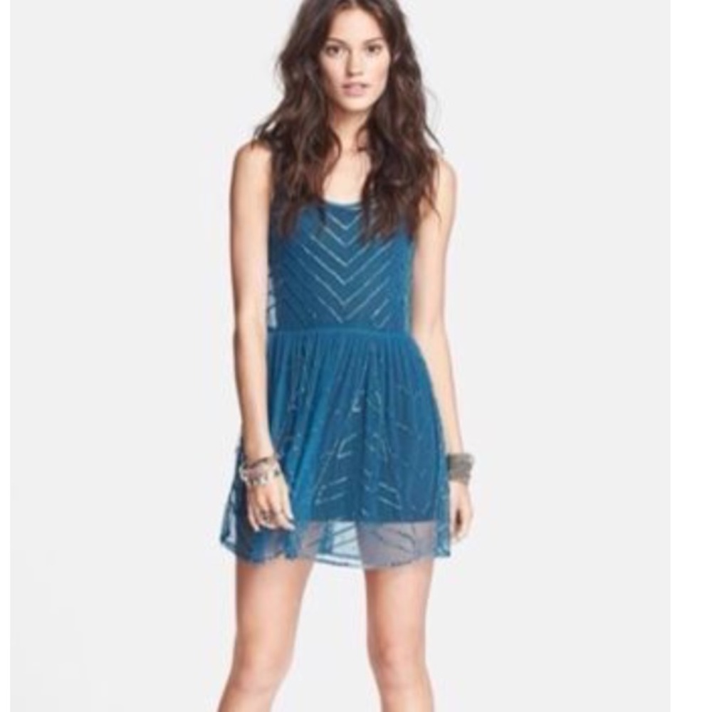 Free People Sheer Dress with Bead Embellishment