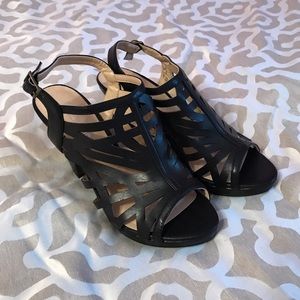 Chinese Laundry Black Cut-out Heel Sandals