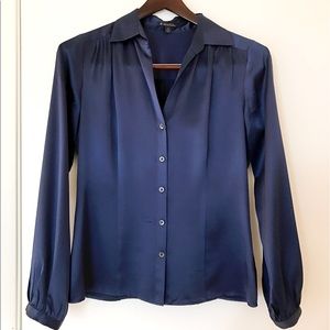 Gorgeous Marine Blue Silk Brooks Brothers Blouse