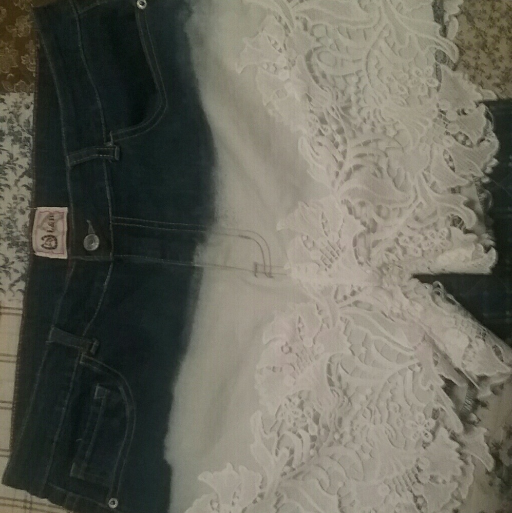 Denim and Lace Shorts