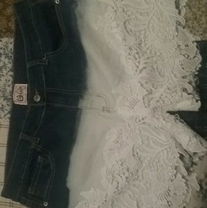 Denim and Lace Shorts