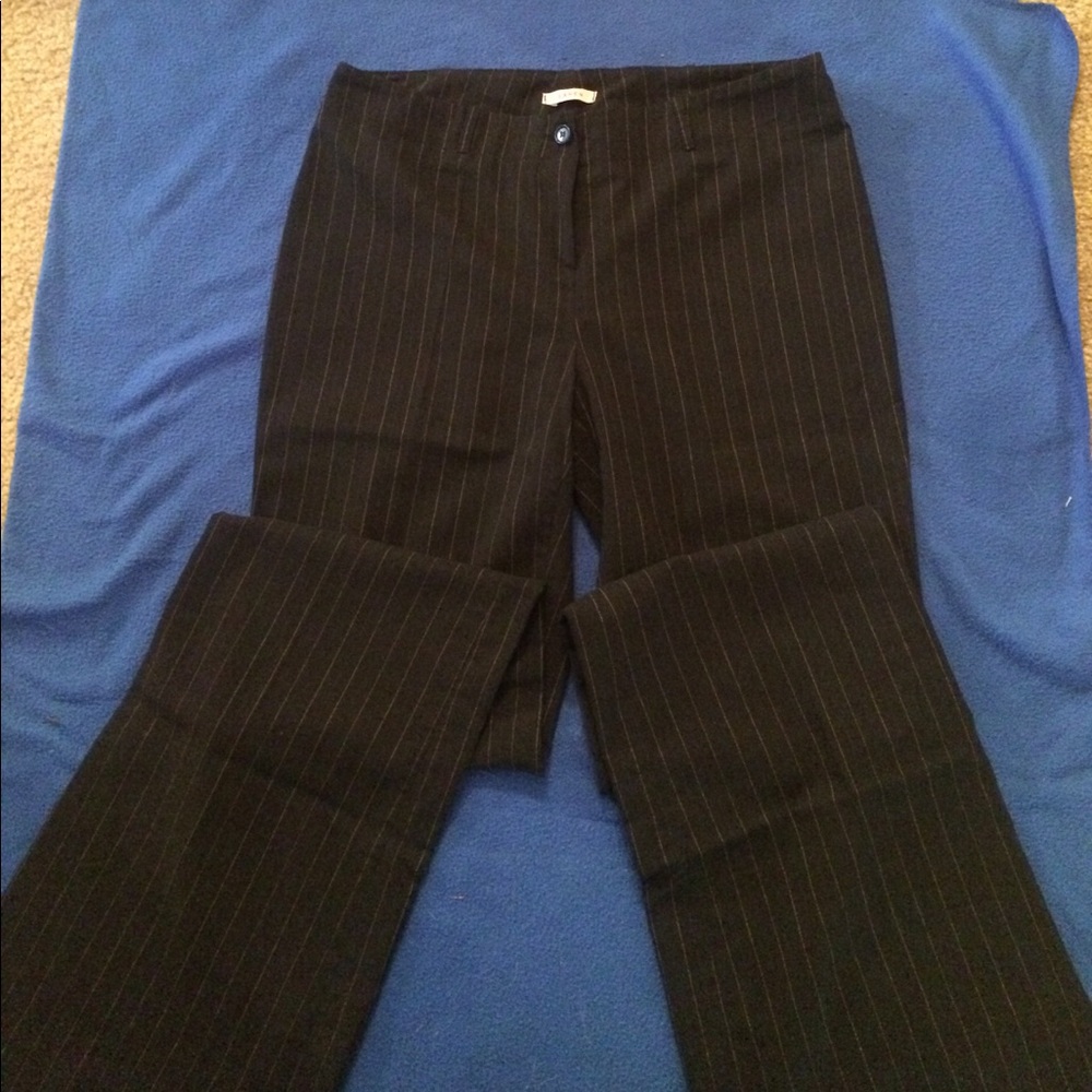 Dress, pinstripe slacks