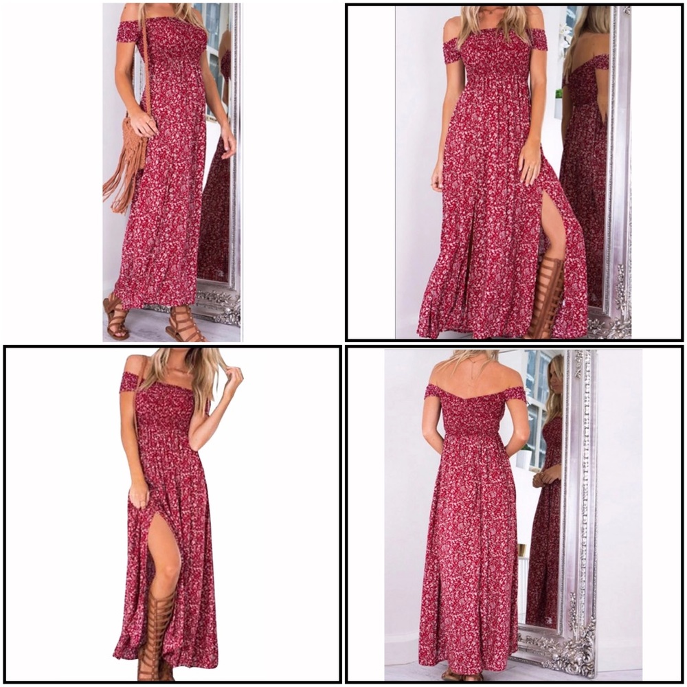 Scarlet Off-the-Shoulder Maxi - Picture 2 of 8