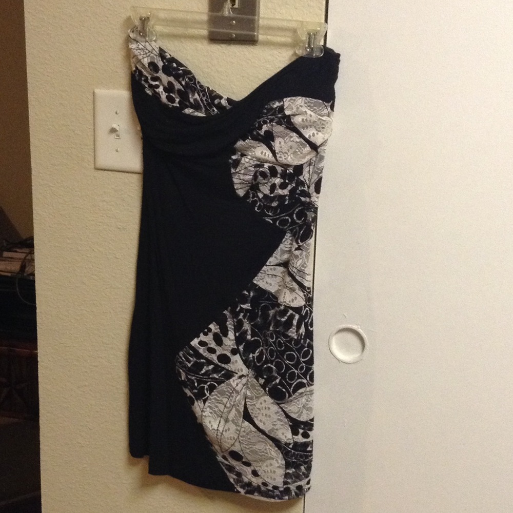 Black dress with white lace