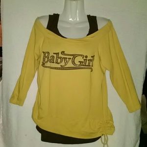 BabyGirl shirt + Brown Tank top