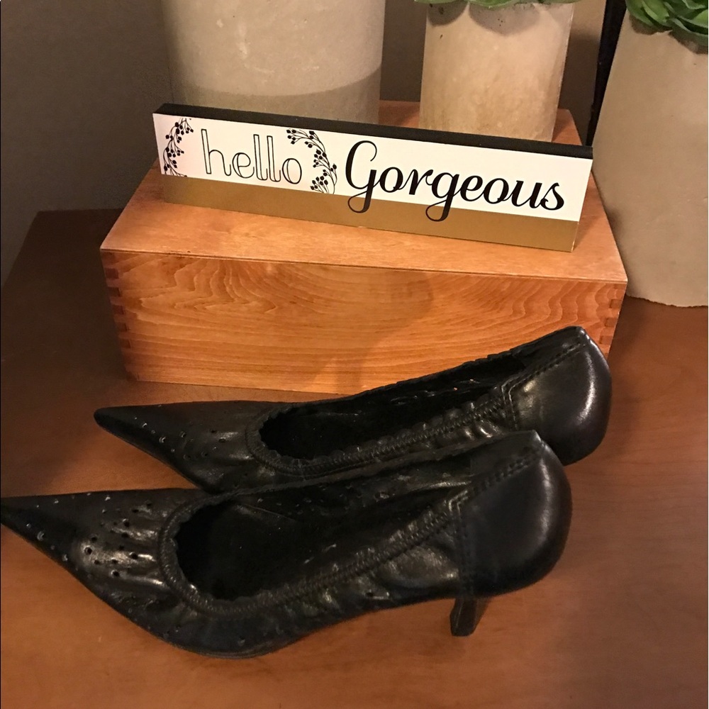 Black leather shoes
