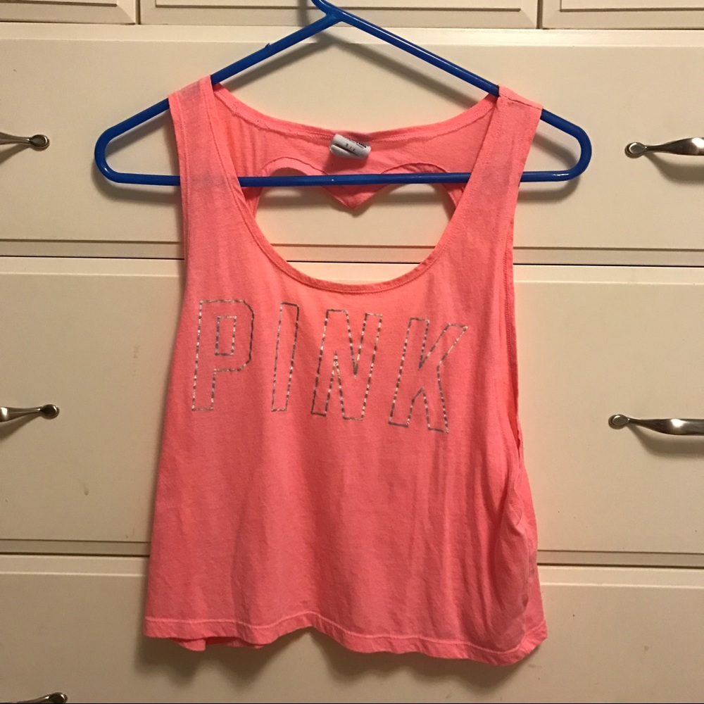 PINK Coral Heart cut out Tank Top