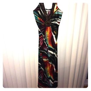 Gorgeous beaded multi-colored maxi dress