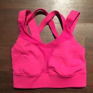 lululemon hot pink + mesh strappy bra