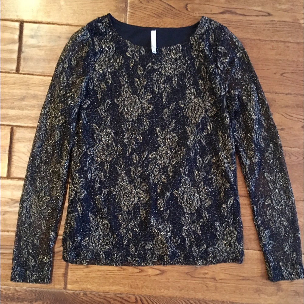 Black and Gold Lace Blouse