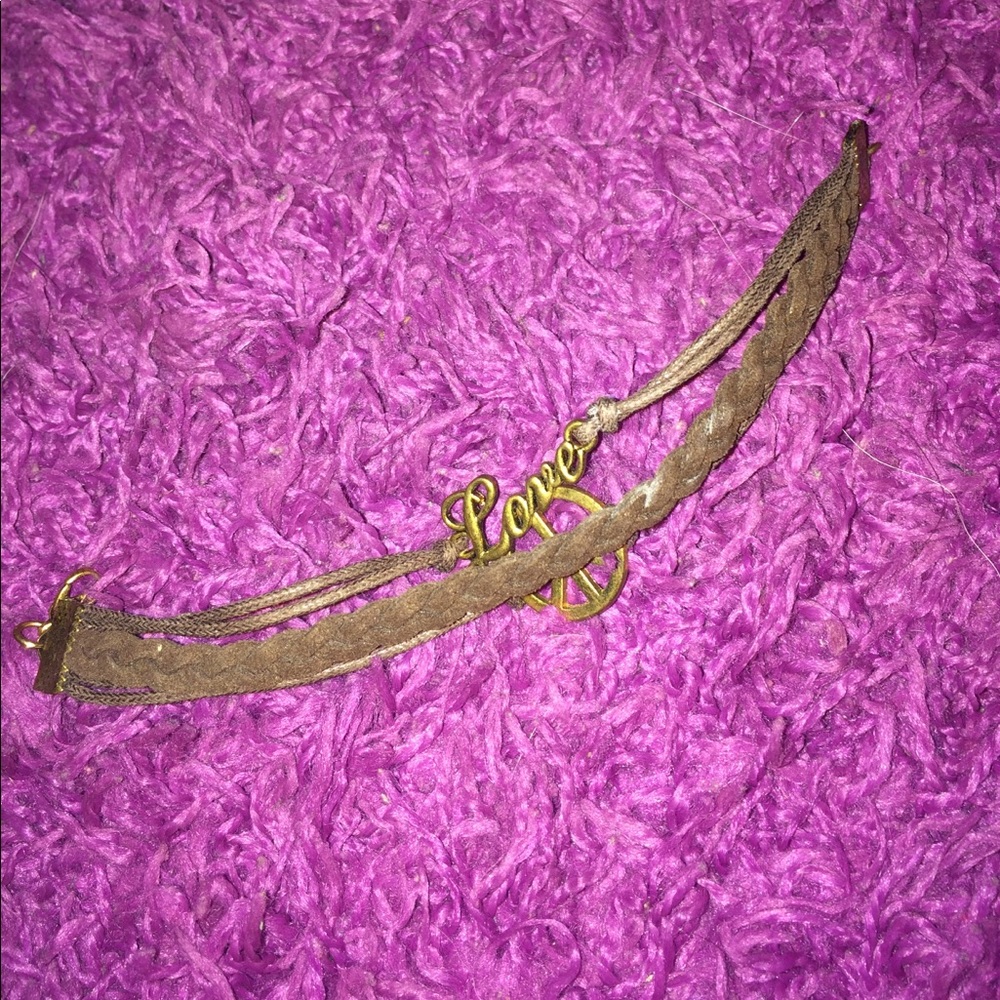love, braided, and peace sign bracelet