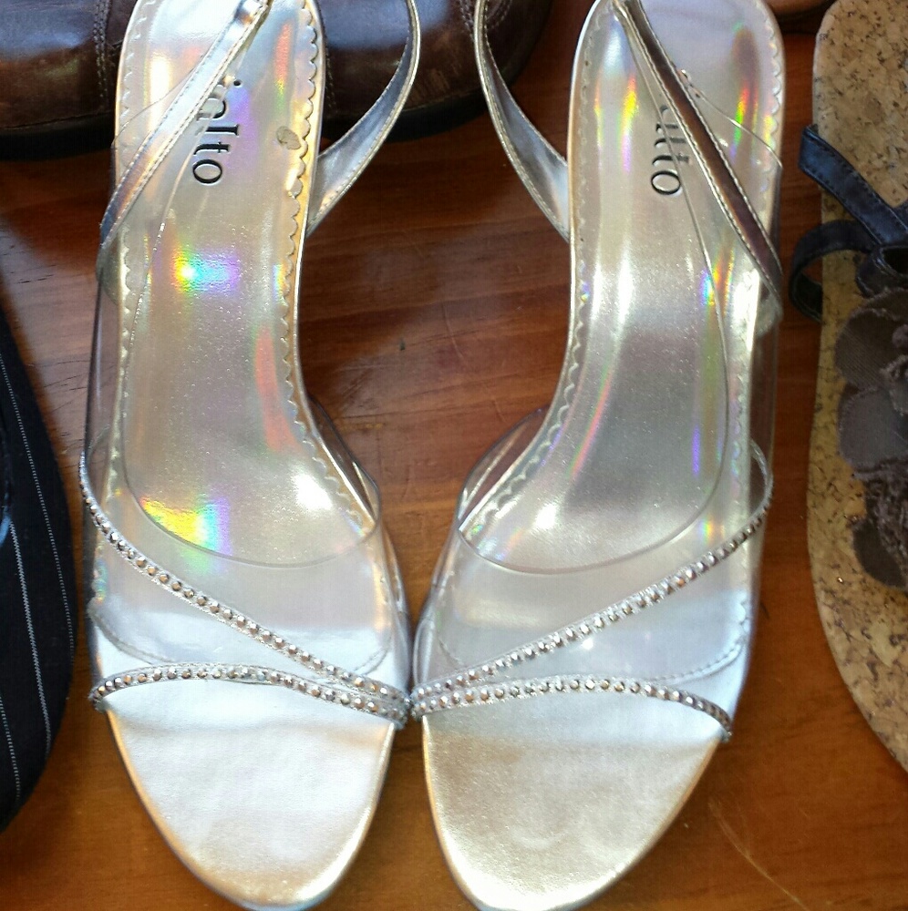 Clear formal jeweled heels